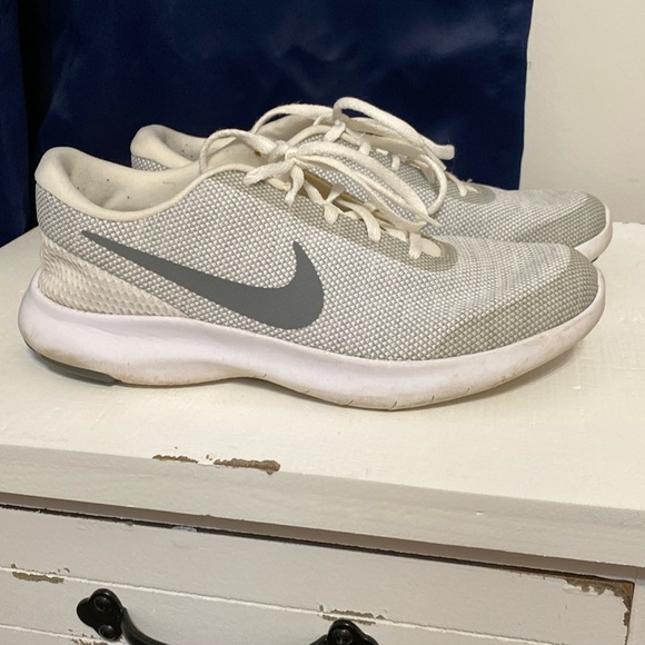 Nike Shoes - Nike  Flex shoes size 9 white on white and silver good condition women’s